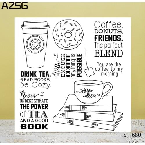 AZSG Afternoon Tea Cookies Coffee Clear Stamps/Seals For DIY Scrapbooking/Card Making/Album Decorative Silicone Stamp Crafts