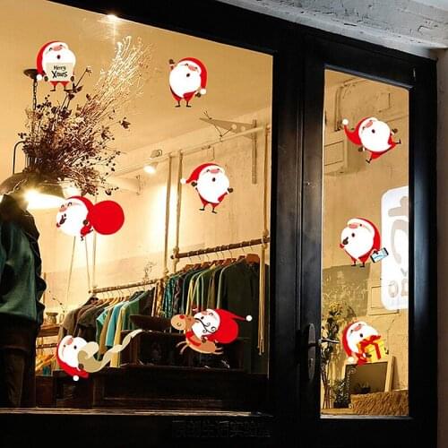 Merry Christmas Wall Stickers Window Glass Festival Decals Santa Murals New Year Christmas Decorations For Home Decor New Gifts