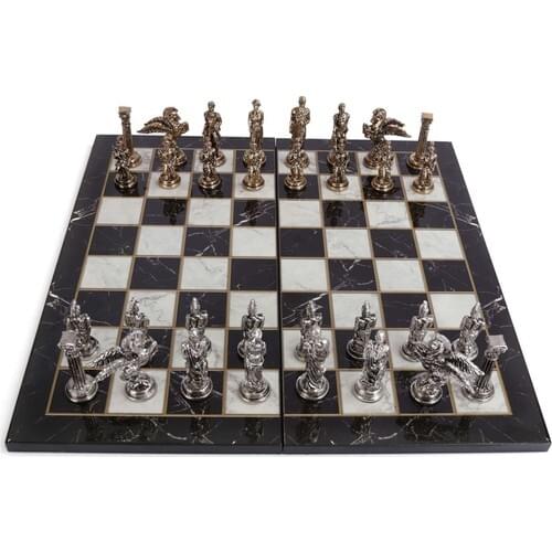 Gift Home 5 No. Pegasus Bright Chess pieces and Folding Marble Embossed Mdf Wood Chessboard 43x43 cm