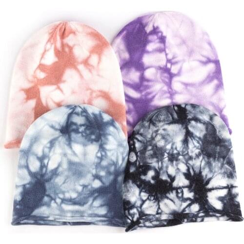 Fashion Beanie For Men Women Printed Hats Tie Dye Cap Unisex Knitted Hats Casual Curled Hip-Hop Skullies Winter Gorras Hat