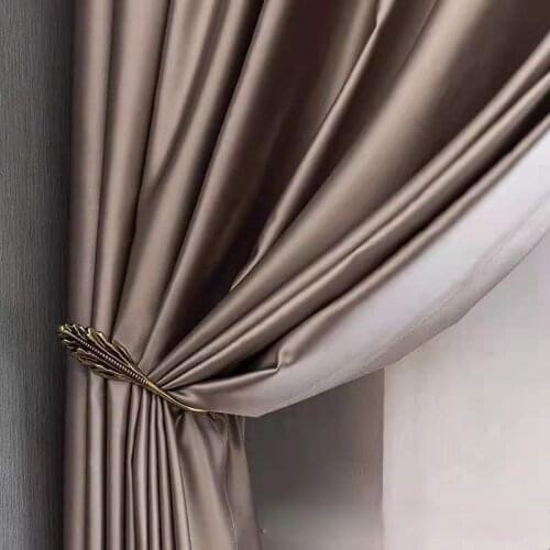 Modern Light Luxury Curtains Texture Satin Gloss Imitation Silk High Precision Calm Atmosphere Living Room Curtain Customization