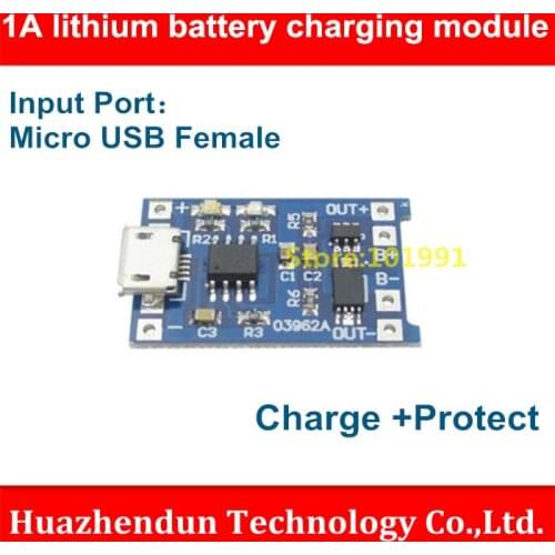 High Quality Charging Module 1A Integrated lithium battery charging and protection board Charge+Protect USB Female Interface