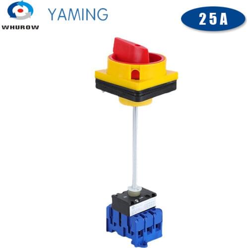 YMD11-25B red yellow pad-lock with extension arm isolator switch 3 phase on-off rotary switch CE certificate