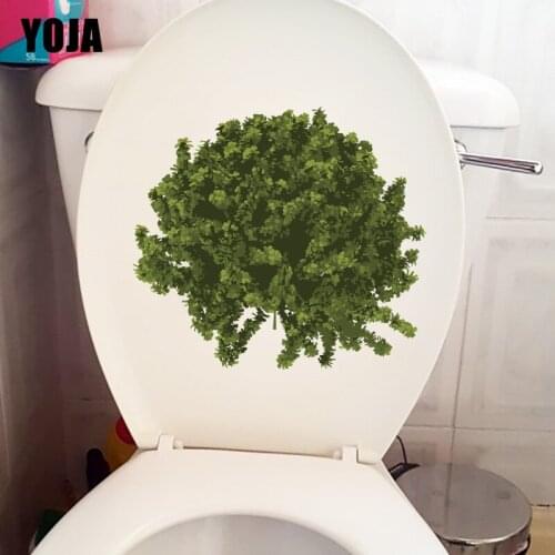 YOJA 23*20.7CM Green Plant Low Bush Green Fresh Toilet Seat Sticker Kids Room Wall Decor T1-1114