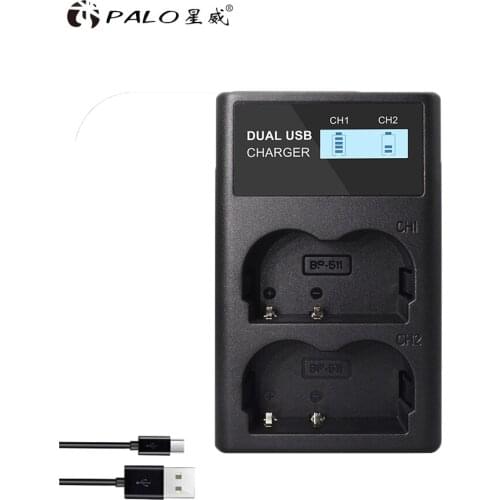 PALO BP-511A BP-511 BP 511 bp511 Li-ion Camera Battery Charger LCD USB Dual Charger For Canon EOS 40D 300D 5D 20D 30D 50D