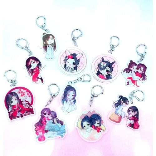 1pcs 6cm Anime Tian Guan Ci Fu Acrylic Keyring Xie Lian Hua Cheng Cute Kawaii Portachiavi Keyring Pendant Key Holder