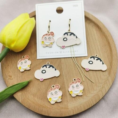 10pcs/Pack Drop Oil Cartoon Girl Boy Charms Pendants Enamel Charm Fit Jewelry Making Fashion Earring Bracelet Finding Gift YZ892