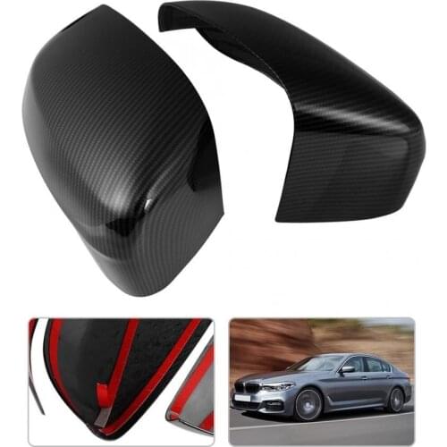 2PCS ABS Real Carbon-Fiber-Pattern Rear View Mirror Cover Trim Cap Fit for New 5-serie -2019 auto mirror accessories