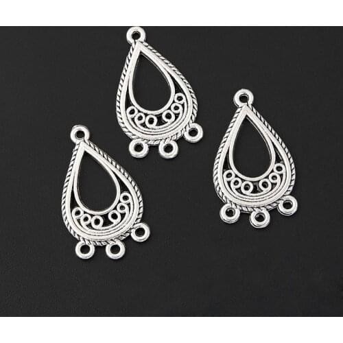 30pcs Silver Color 27x15mm Chandelier Charms Connector Pendant Fit DIY Jewelry Making Handcrafted Accessories