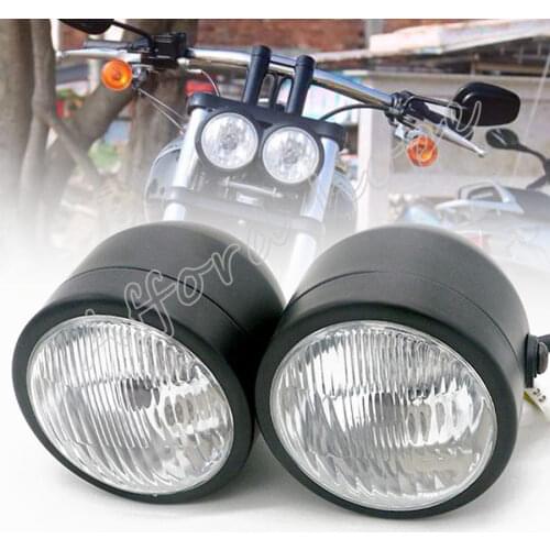 4inch Motorcycle Twin Hi/Low Beam H4 12V 35W Headlight Double Dual Front Lamp Clear Lense for Suzuki Harley Yamaha Kawasaki