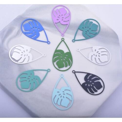 50pcs AC12349 26*15mm Painted Tropical plant Leaf Charm DIY Jewelry Earring Accessories