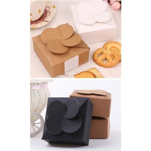 50pcs/lot-8*8*3.5cm Black White Kraft Paper Gift Boxes Leaf Clover Craft for Wedding Soap Candy Packaging Custom Box