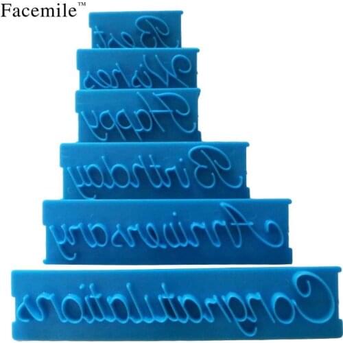 6pcs/set Xmax Blessings Cake Cookie Biscuit Mold Happybirthday Party Diy Alphabet Number Fondant Stamp Cutter
