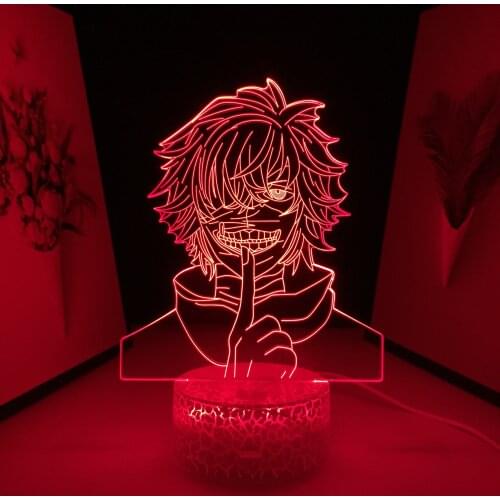 Anime Tokyo Ghoul Ken Kaneki Figure 3D LED Lamp for Decoration Cool Birthday Gift Nightlight Manga Acrylic Night Light Dropship