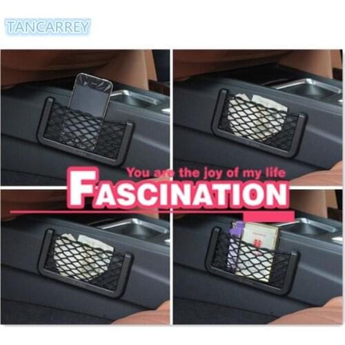 Car Organizer Storage Bag Paste Net Pocket Phone Holder For KIA RIO Ford Focus Hyundai IX35 Solaris Mitsubishi ASX Outlander