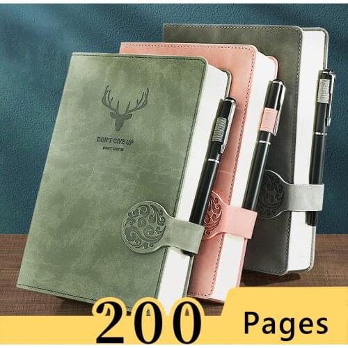 200 Pages Retro A5 Journal Notebook Planner Office Work Business Note Book Soft Leather Diary Notepad School Supplies Stationery