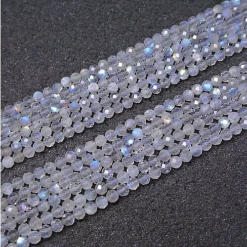 2/3/4mm Natural Gray Labradorite Stone Beads Round Faceted Spacer Tiny DIY Loose Beads For Jewelry Making beads Accessories 38cm