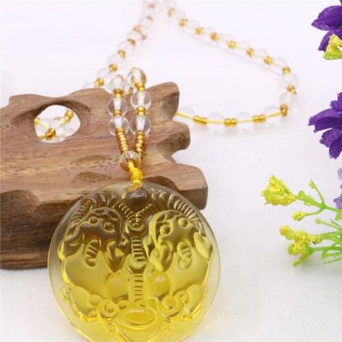 Religious Natural Stone Sweater Chain Jades Chalcedony Beads Unicorn Round Pendant Necklace Jewelry for UNISEX Yoga Gift Y1101
