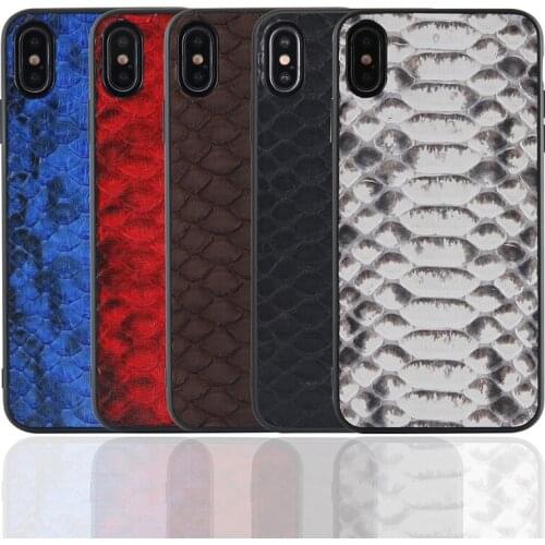 Full Edge Protect For iphone X XS Max XR Natural Python Snake Skin Genuine Leather Phone Case Boa Constrictor Snake Back Cover