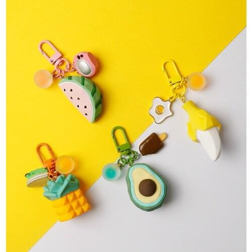 Dayoff Watermelon Banana Avocado Pineapple Keychain Keyring For Women Jewelry Simulated Fruit Cute Car Key Holder Keyring K23