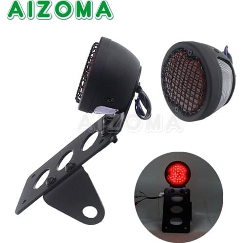 For Honda Kawasaki BMW Yamaha Suzuki Taillight Motorcycle Side Mount License Plate Bracket Tail Light Cafe Racer 12V Brake Light