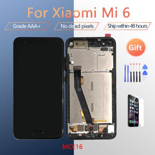For XIAOMI Mi 6 Original LCD screen assembly with front case Black White Blue With repair tool and Tempered film