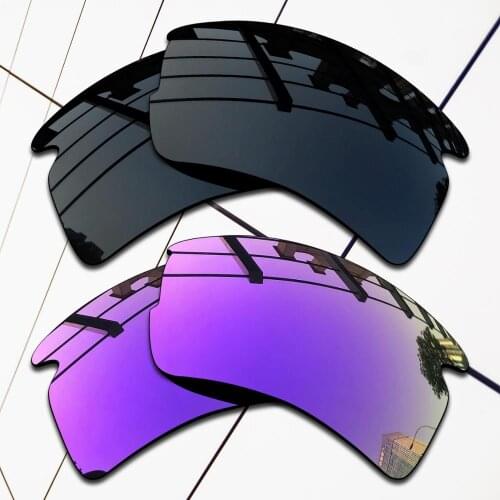 E.O.S 2 Pairs Black & Purple Polarized Replacement Lenses for Oakley Flak 2.0 OO9295 Sunglasses