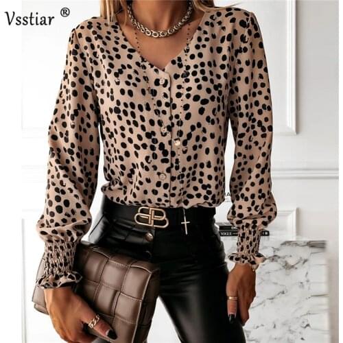 Elegant Blouse Women 2020 Fashion Polka Dot Casual Long Sleeve Shirts Plus Size Sexy V Neck Office Ladies Tops