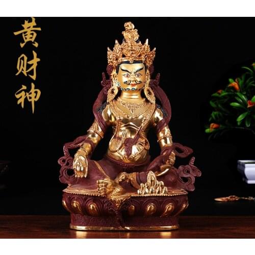 GOOD Buddhist Buddha figure HOME efficacious Talisman Protection-31CM large Gilt Tibetan Yellow Jambhala fortune god Buddha