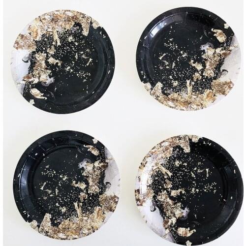 Creative Universe Planet Theme Disposable Tableware Cake Dessert Black Paper Plate Childrens Picnic Party Decoration Supplies