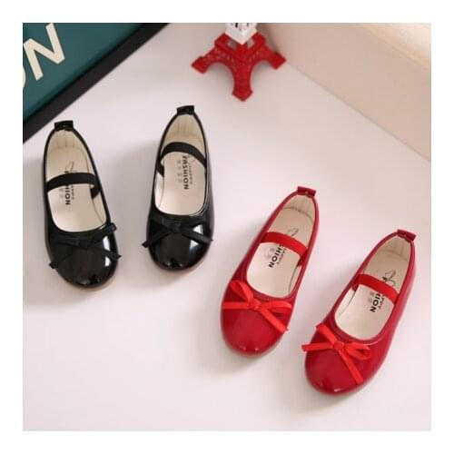 Kids Shoes Flats Red and Black PU Patient Shoes New Korean Fashion Childrens Shoes Kids Causal Shoes Girls Sneakers