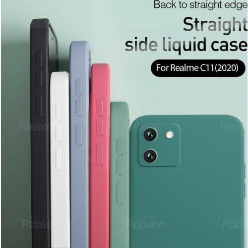 Square Liquid Silicone Case For OPPO Realme C11 Shockproof Soft Phone Back Cover Shell Narzo 30 30A GT NEO C21 V13 8 Pro 4G 5G
