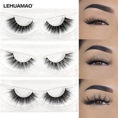 LEHUAMAO False Eyelashes 3D Mink Eyelash Real Mink Handmade Crossing Lashes Individual Strip Thick Lash Fake Eyelashes A04