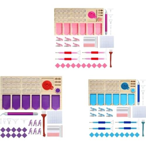 Multifunctional Wooden Diamond Painting Storage Tray Drill Pen DIY Handmade Crafts Cross Stitch Tools Set Supplies