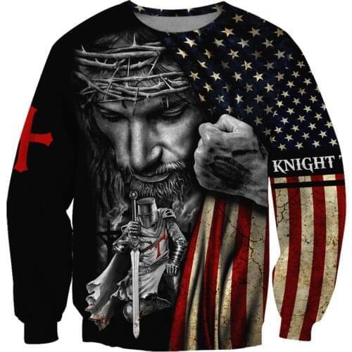 Mens hoodie Knight templar 3D all over printed Sweatshirt For Men/women Autumn Casual Pullover Zipper Streetwear