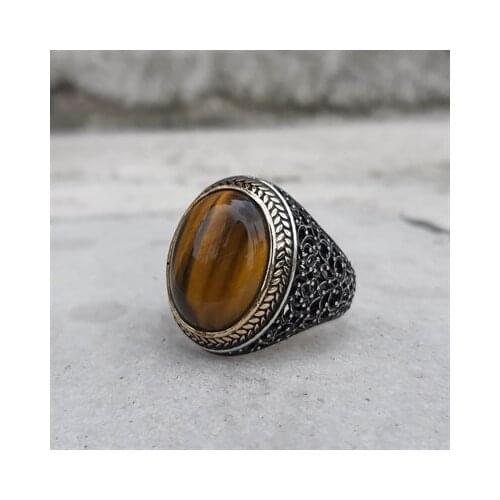 Tiger Eye Stone Men 'S Ring
