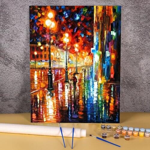 The Tempo The Rain DIY Painting By Numbers Complete Kit Oil Paints 50*70 Canvas Pictures Paintings For Children Handiwork