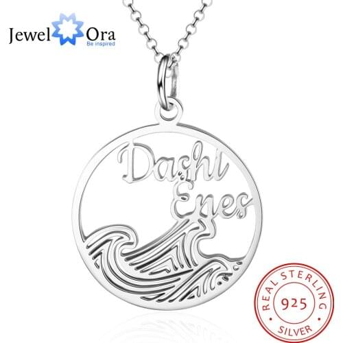 925 Sterling Silver Personalized Name Necklaces for Women Wave Shape Customized 2 Names Circle Necklace Anniversary Gift