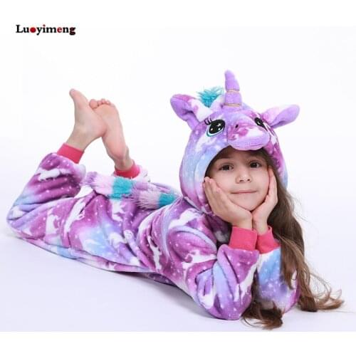 Kigurumi Childrens Sleepwear Pajamas For Boys Girls Unicorn Kids Onesies Anime Winter Pyjama Boys Warm Pegasus Panda Nighwear