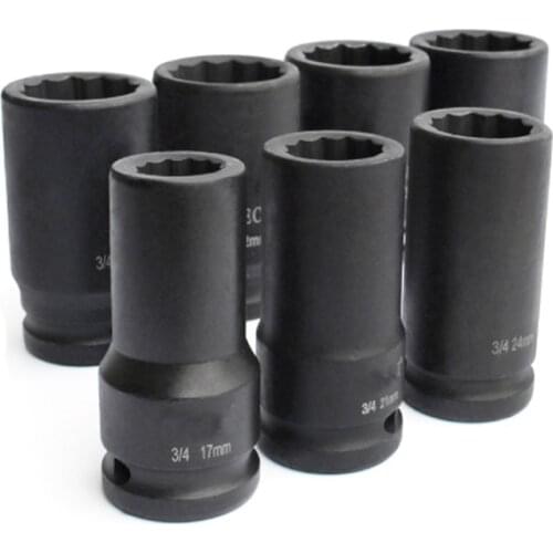 One Pcs 3/4 Inch 78mm Long Pneumatic Socket Metric Deep Wall 12 Point Air Adopter Impact Socket Set Auto Repair Wrench Tool