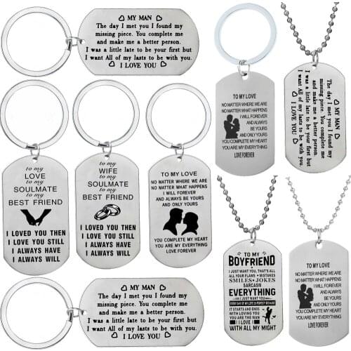 Gifts Boyfriend Her Him Men Women Necklace Pendant Girlfriend Love Wife Husband Valentines Day Gifts Keychain