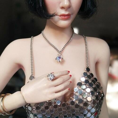 Custom 1:6 Scale Five Color Necklace + Diamond Ring For 12" Female Body Doll