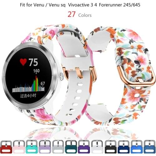 Silicone Strap for Garmin Vivoactive 3 4 Venu Bracelets 20mm 22mm for Garmin Venu sq Forerunner 245 645 wristbelts Accessories