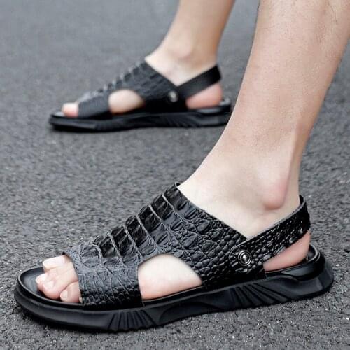 2021 Classic Summer Men Sandals Genuine Leather Breathable Male Outdoor Beach Slippers Soft Comfortable Shoes Casual Sandalia