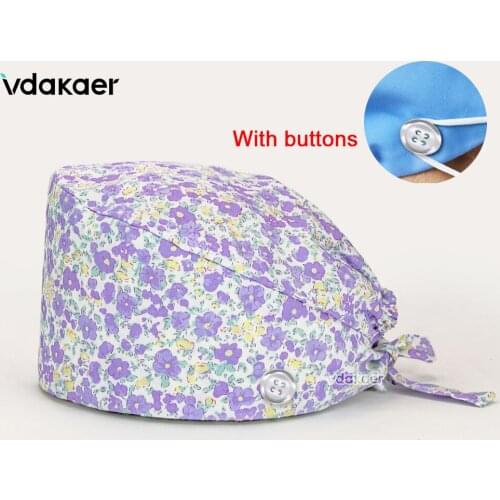 Men and women Button scrubs hats lab health workers scrubs caps Pet Grooming Agency work hats Health service staff scrub cap