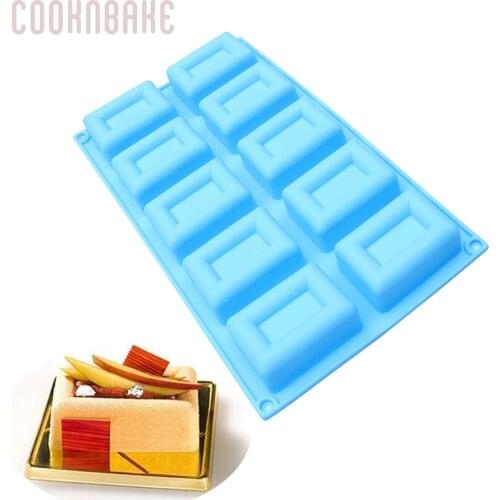 Silicone cake pastry baking tool 10 hole handmade soap resin mold rectangle jelly pudding dessert mould DIY cake decorating