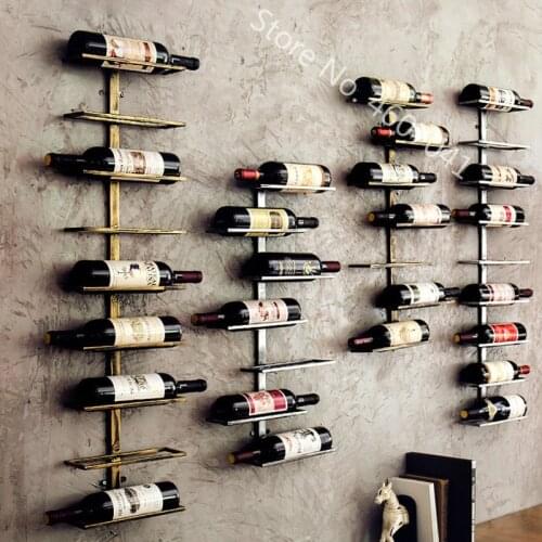 Restaurant Bar Wall Decoration Wine Holder American Style Wall Decoration Wall Mounted Wine RackRetro Wrought Iron Wine Rack