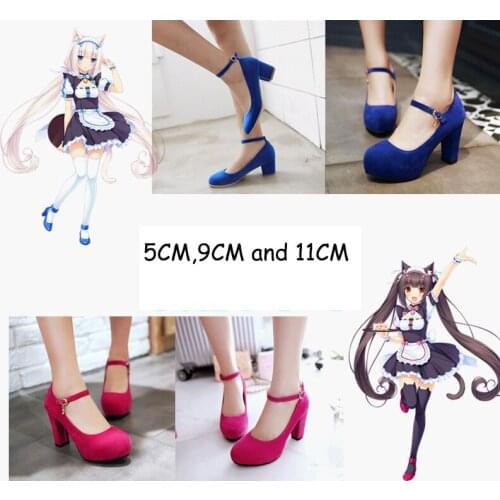 Nekopara Chocola Vanilla Anime Maidservant Lolita blue red Cosplay Shoes High Heels Pumps Halloween Cosplay Props 5cm 9cm 11cm