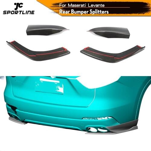Rear Bumper Diffuser Lip Spoiler Splitters For Maserati Levante 2016 - 2018 Carbon Fiber Rear Bumper Guard