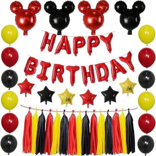 1set Red Yellow Black Mickey Minnie Head Balloon Latex Air Globos Baby Shower Wedding Birthday Party Decorations Kids Toys Ball